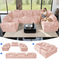 thumbnail image 1 of SEENYOO 135.5" Cloud Couch,Boneless Sectional Sofa for Living Room,Pink U Shaped Couch with Chaise,6-Seater,Corduroy Fabric,Freely Configurable Layout, 1 of 20
