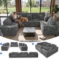 thumbnail image 1 of SEENYOO 135.5" Sectional Couch, Gray U Shaped Sofa for Living Room, Boneless Cloud Couch with Chaise,6-Seater, Corduroy Fabric, Freely Configurable Layout, 1 of 13
