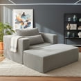 thumbnail image 1 of SEENYOO 62.6" Cloud Couch, Couch for Small Living Room, Modular Deep-Seat Floor Lounge Chair, Oversized All-Foam Corduroy with Ottoman, Compressed Shipping, Easy Assembly, Smoke Grey, 1 of 16