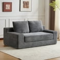 thumbnail image 1 of SEENYOO 71.65" Lounge Sofa, Living Room Sofas; Loveseat Sofa Bed, Deep Seat Reversible Cushion, Modern Small Corduroy Couch with Pillows, No Assembly, Gray, 1 of 16