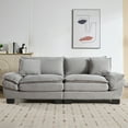 thumbnail image 1 of SEENYOO 84.00" Lounge Sofa, Living Room Sofas; Corduroy Sleeper Loveseat with Pillows, Upholstered Deep Seat Sofa for Multi-Space Use, Light Grey., 1 of 15