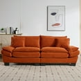 thumbnail image 1 of SEENYOO 84.00" Lounge Sofa, Living Room Sofas; Corduroy Sleeper Loveseat with Pillows, Upholstered Deep Seat Sofa for Multi-Space Use, Orange ., 1 of 16