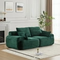 thumbnail image 1 of SEENYOO 84.25" Lounge Sofa, Living Room Couch; Memory Foam Compressed Sofa, 2-Seater Cloud Sectional, Extra Deep Loveseat, Corduroy, No Assembly, Green, 1 of 14