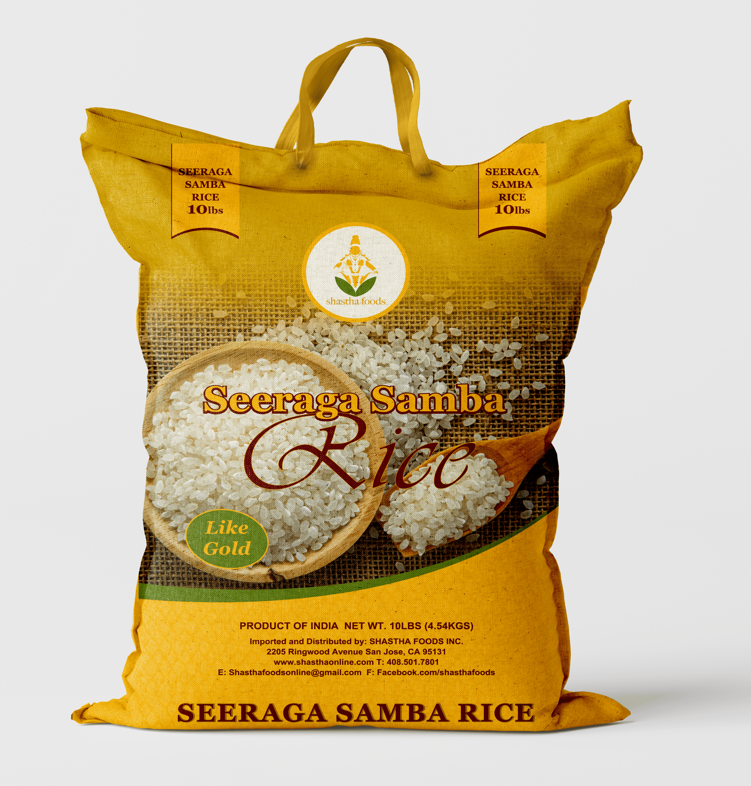 Shastha Seeraga Samba Rice, 10 lbs (pack of 1) – Authentic Aromatic Short Grain Rice, Naturally Gluten-Free & Allergen-Free