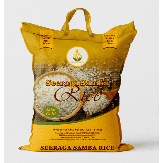 Shastha Seeraga Samba Rice, 10 lbs (pack of 1) – Authentic Aromatic Short Grain Rice, Naturally Gluten-Free & Allergen-Free