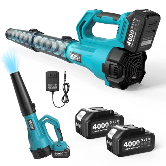 SEESII 21V Leaf Blower Cordless with 2 x 4000mAh Batteries and Charger, 780CFM 400MPH Electric Leaf Blower with Variable Speed Control, Handheld Battery Blower for Lawn Care, Dust and Debris