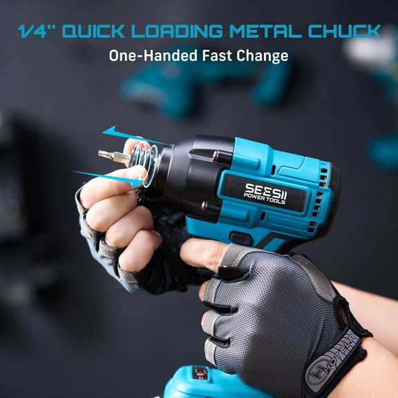 SEESII Cordless Impact Driver Kit, 21V Max Torque 1590 In-lbs (180 N.m) Impact Driver Set with Two 2.0 Ah Batteries, 1/4" Hex Chuck Power Impact Driver w/ 20 Pcs Drill Bits, 0-2500 RPM Variable Speed