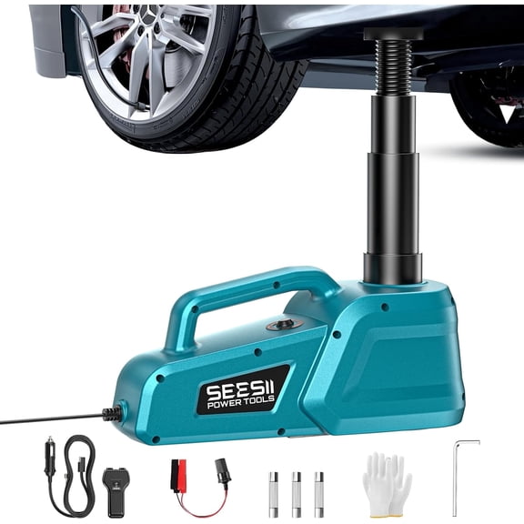 SEESII Electric Car Jack 12V 5 Ton Hydraulic Car Jack with Remote Control & LED Light, 15.5-45 cm / 6.1 to 17.7 inch Lift Range Portable Auto Car Lift for Sedan/SUV/Truck