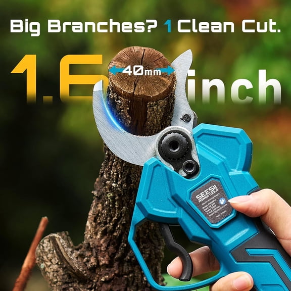 Electric Pruning Shears Cordless: 1.6" Cutting Diameter Power Pruner - 2 Pcs 4.0Ah Batteries, Brushless Motor, Extra SK5 Blade, 4 Modes Adjustable  Cutter for Tree Flower Trimming