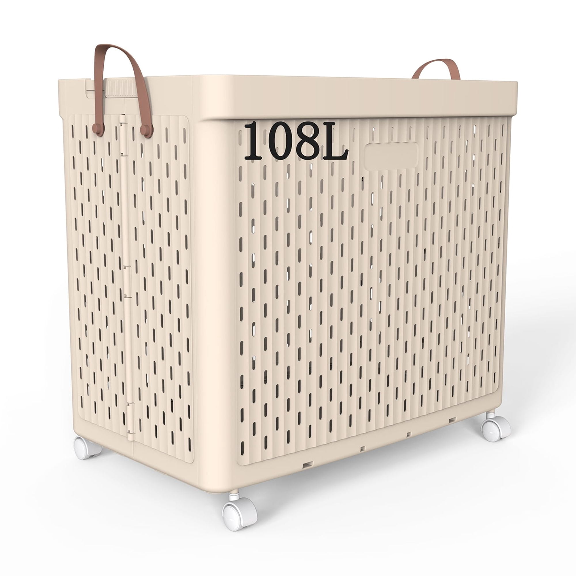 SEESPRING 108L Large Laundry Basket with Wheels,Collapsible Clothes Basket Organizer Laundry Basket,Plastic Dirty Clothes Laundry Hamper