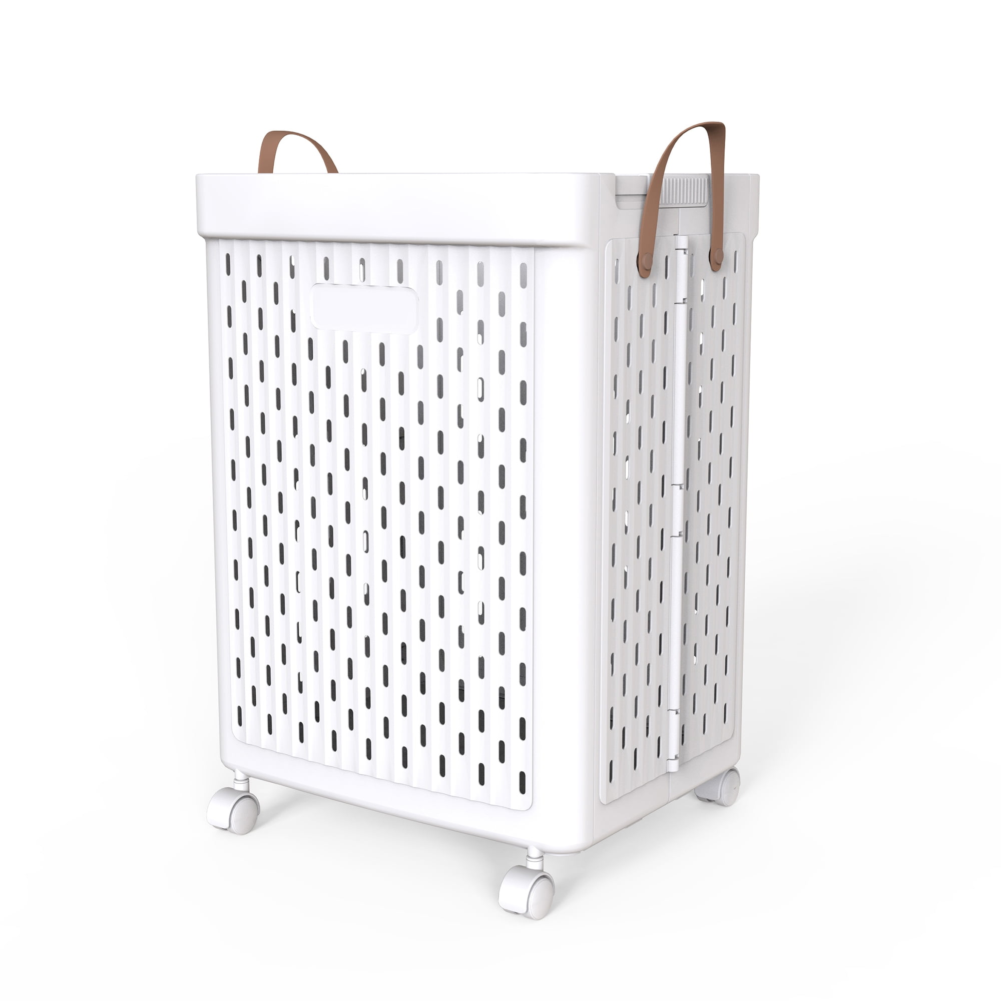 SEESPRING Collapsible Plastic Laundry Basket with Handles,Multifunction Laundry Clothes Hamper Toy Storage,White,1.6 Bushel
