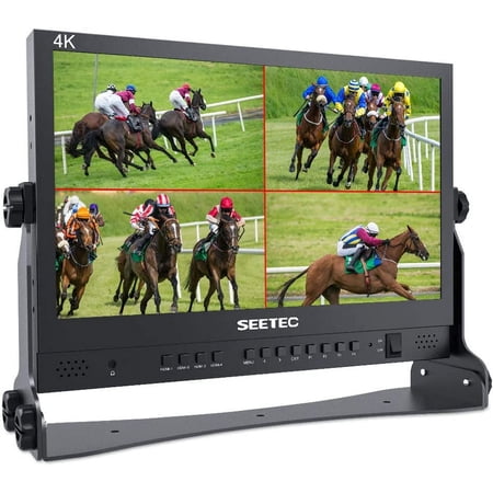 SEETEC ATEM156 & Carry Case 15.6 Inch Live Streaming Broadcast Director Monitor with 4 HDMI Input Output Quad Split Display for ATEM Mini Video Switcher Mixer Pro Studio Television