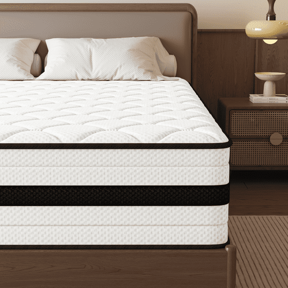 SEEUO King Size Mattress,10 inch Hybrid Mattress in a Box with Memory Foam & Individual Pocket Spring for Edge Support,Pressure Relief,Medium Firm,CertiPUR-US