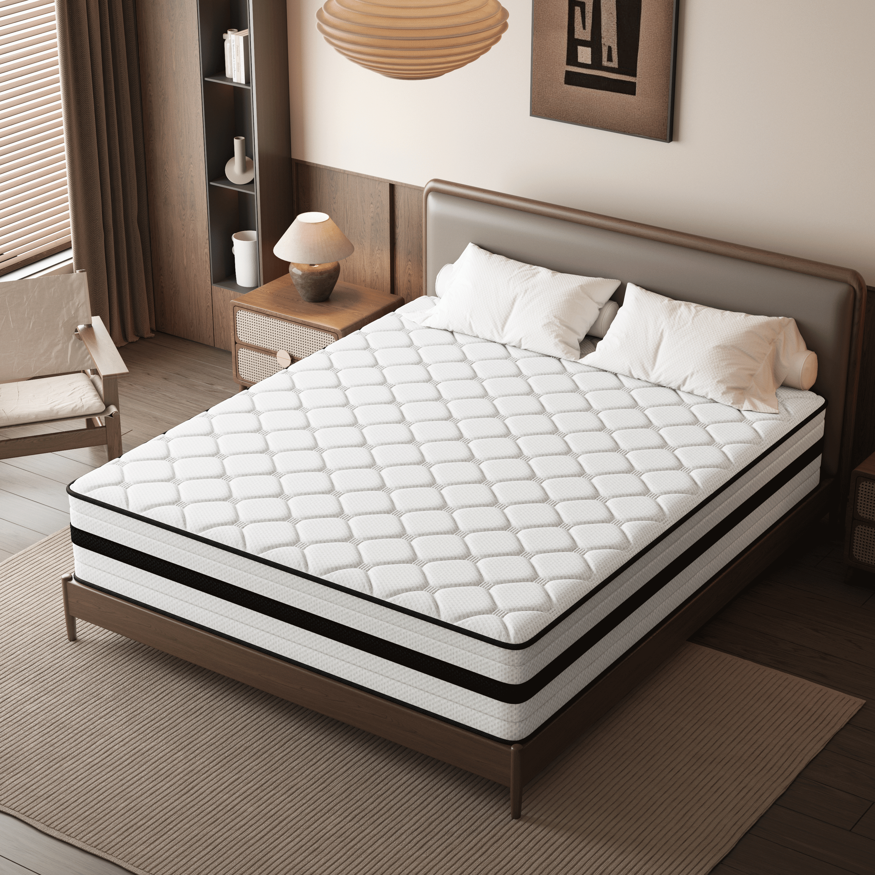 Queen Mattress, 12 inch Hybrid Mattress in a Box with Memory Foam & Individual Pocket Spring for Edge Support,Pressure Relief,Medium Firm