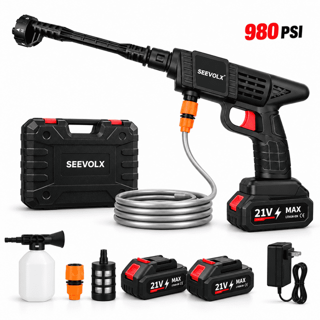 SEEVOLX Cordless Power Washer, 21V Portable Handheld Electric Pressure ...