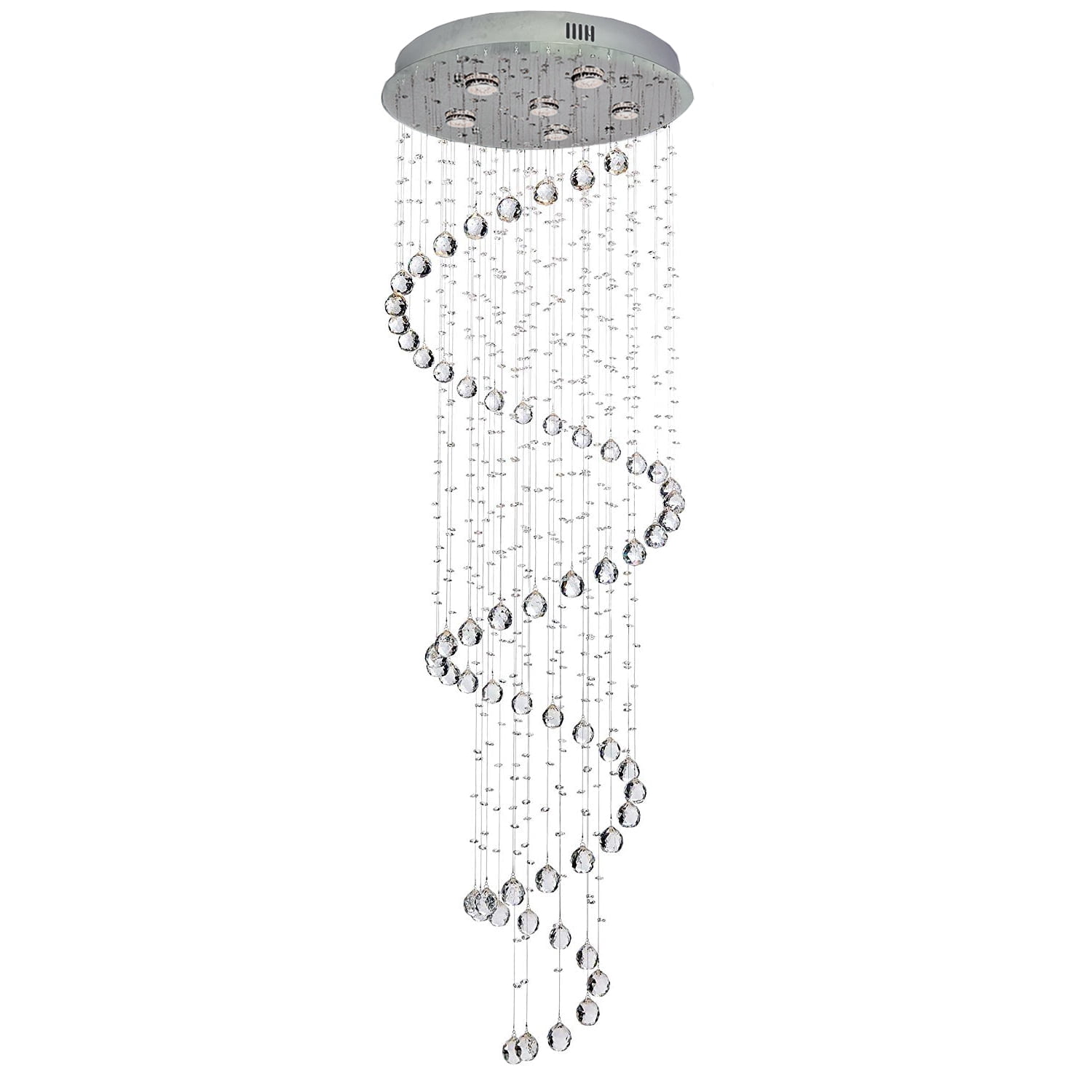 SEFINN FOUR Modern Spiral Design Crystal High Ceiling Pendant Light Chandelier for Living Room Hotel Stairs Foyer Entryway H87"