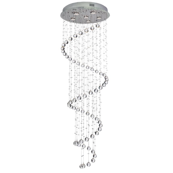 SEFINN FOUR Modern Spiral Design Crystal High Ceiling Pendant Light Chandelier for Living Room Hotel Stairs Foyer Entryway H87"