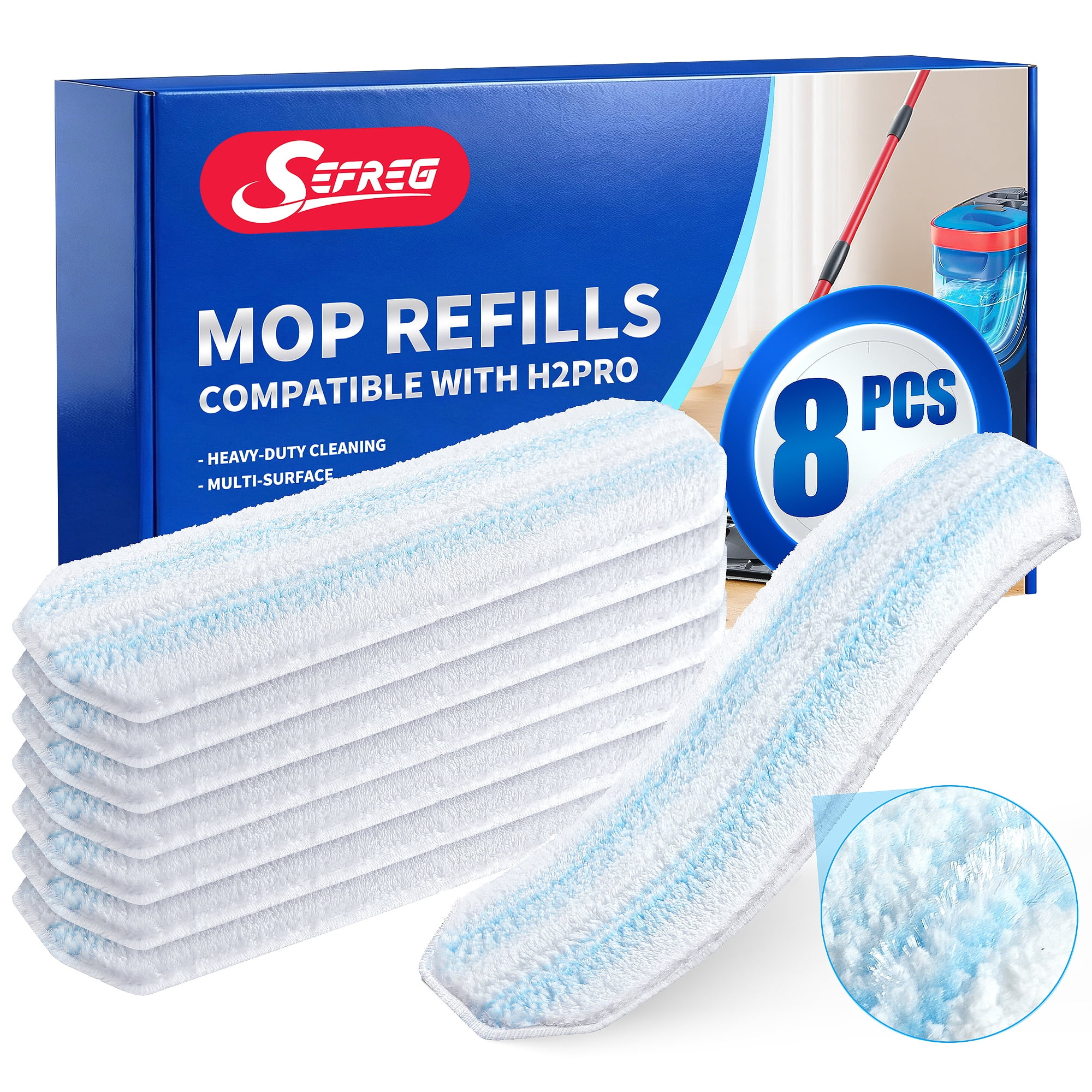 SEFREG Microfiber Mop Head Replacements, 8 Pads for O-Cedar H2prO ...
