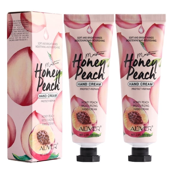 Hand Cream for Dry Hands - Hydrating Hand Moisturizer Natural Lotion with Peach, Honey & Glycerin 2 fl.oz - 2 Pack