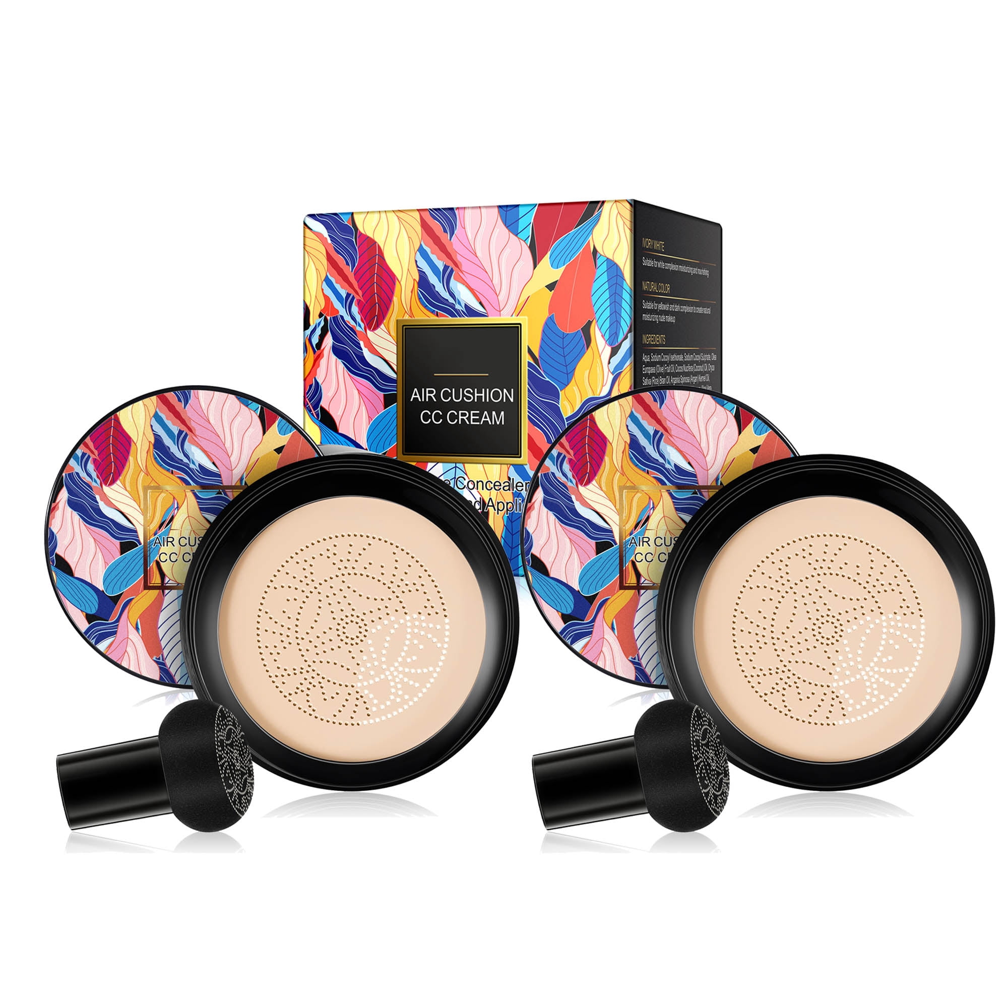 Mushroom Head Air Cushion CC Cream + Concealer & Loose Powder 3-Piece Set - Makeup Foundation Kit