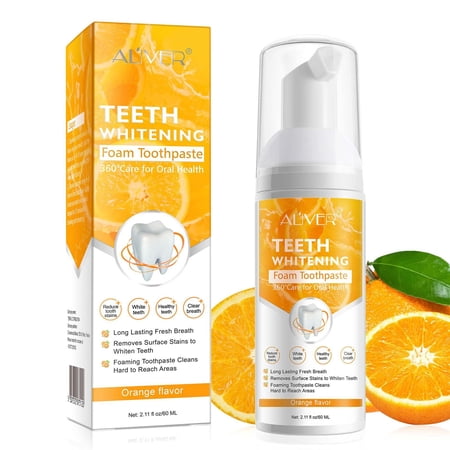 Teeth Whitening Toothpaste - Teeth Whitening Mousse - Whitening Foam Toothpaste - Citrus & Baking Soda Toothpaste - Orange Flavor - 2.11 oz