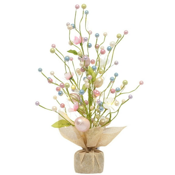 SEFUONI Easter Decorations 18 Inch LED Lighted Egg Tree Tabletop Oranments for Home Party Wedding Holiday Spring Decorations