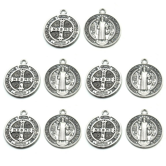 SEFUONI Saint Benedict Evil for Protection Medal 10 Pcs Zinc Alloy for Cross Necklace De