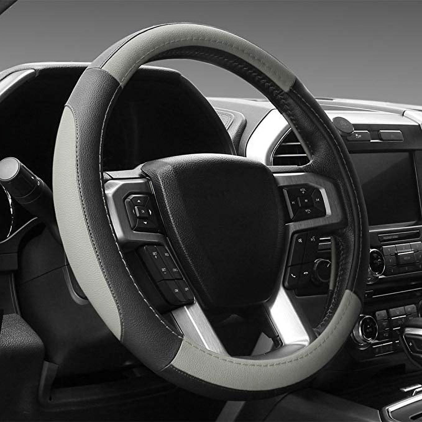 SEG Direct Black and Gray Microfiber Leather Steering Wheel Cover for F 150 Tundra Range Rover 15.5 16 Walmart
