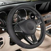 SEG Direct Car Steering Wheel Cover for F-150 Tundra Range Rover 15.5-16 inch, Black Microfiber Leather