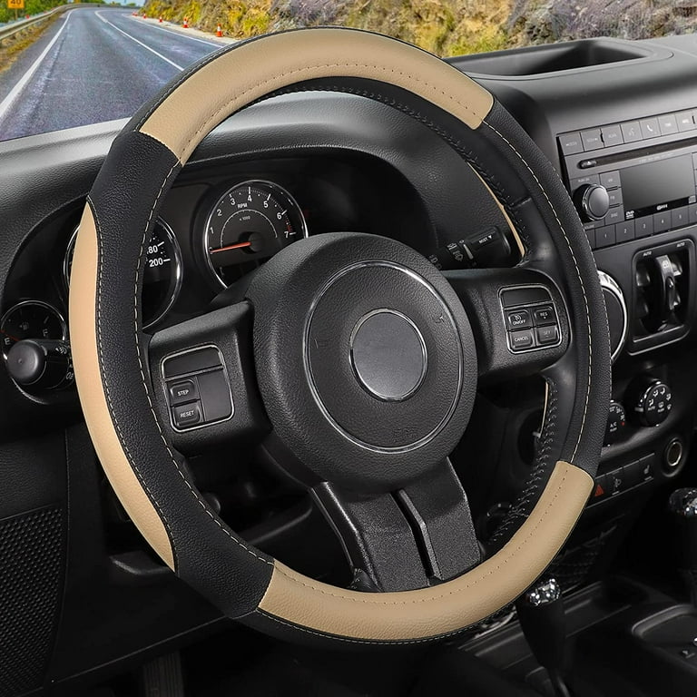 Seg direct black and microfiber leather steering wheel cover deals
