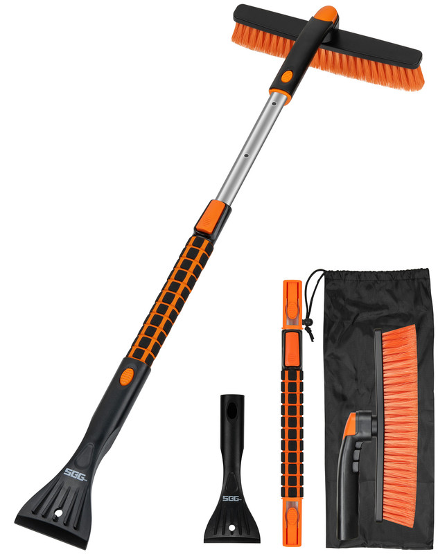 SEG Direct Snow Brush with Ice Scraper Extendable Detachable Handle