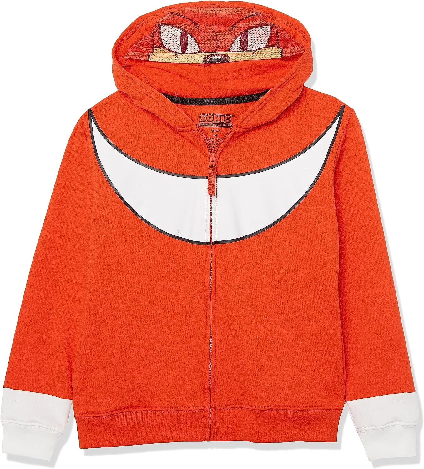 SEGA Knuckles Boys Zip Up Fleece Hoodie, Red Costume