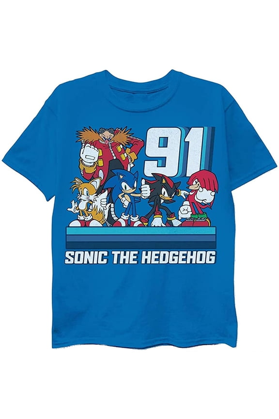 Boys Sonic The Hedgehog Shirt - Featuring Sonic, Tails, and Knuckles - The Hedgehog Trio - Official T-Shirt
