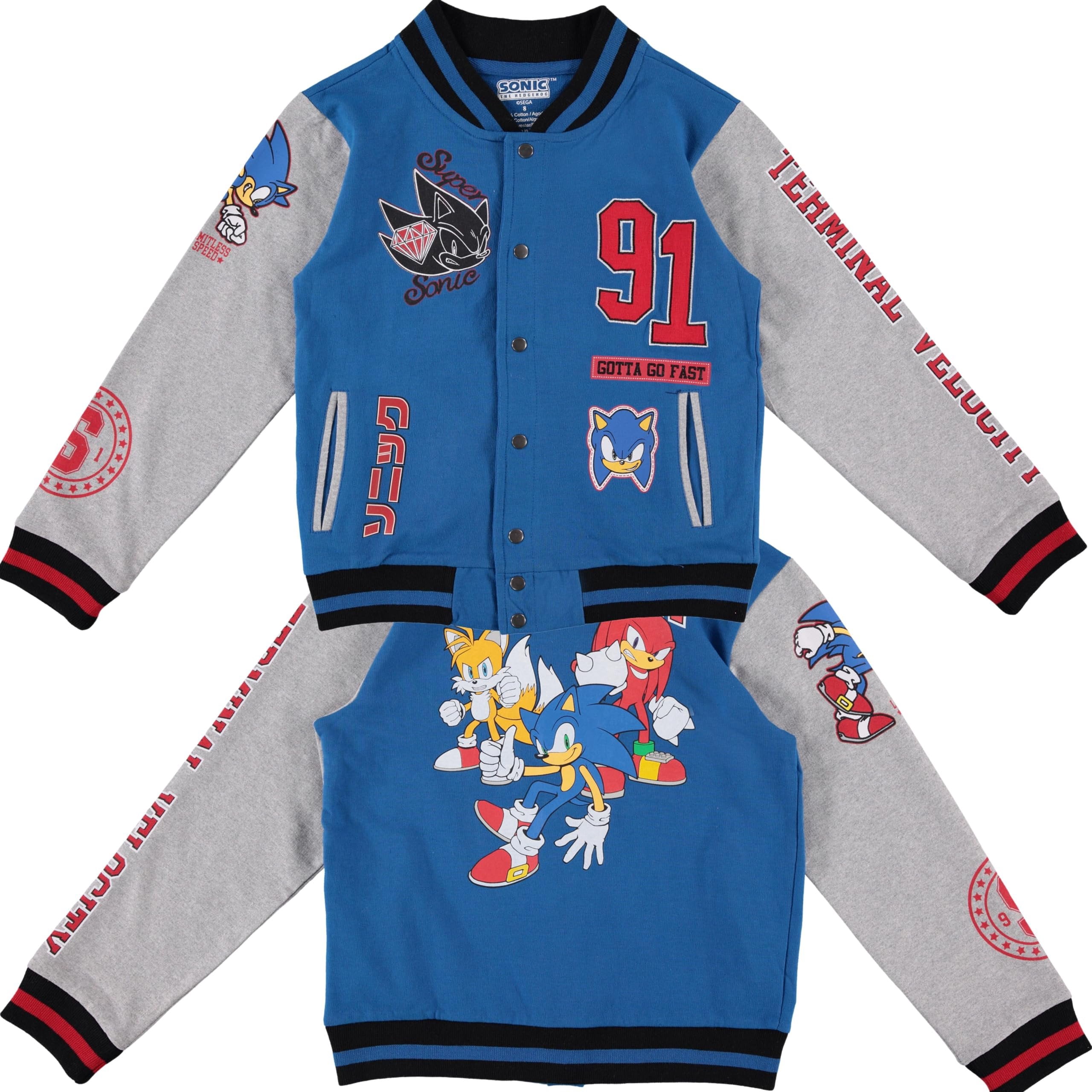 Sonic the Hedgehog Boys Varsity Jacket and Graphic T-Shirt Set, 2-Piece, Sizes 4-20