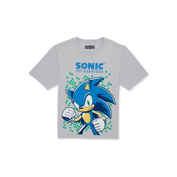 SEGA Boys Sonic the Hedgehog, Crew Neck, Short Sleeve, Graphic T-shirt, Sizes 4-18 & Husky
