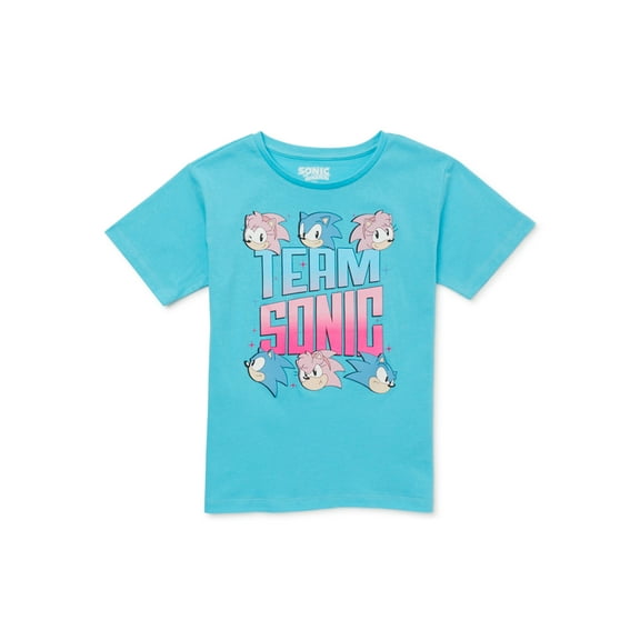 SEGA Girls Sonic the Hedgehog and Amy, Crew Neck, Short Sleeve, Graphic T-Shirt, Sizes 4-16