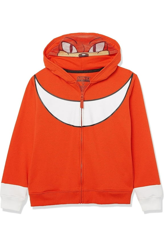 Little Sonic The Hedgehog Knuckles Costume Zip Up Fleece Hoodie-Boys 4-20