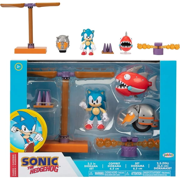 SEGA Sonic 2.5" Diorama Set Flying Battery Zone for Ages 3+ Character Figurines Window Box