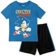 thumbnail image 1 of SEGA Sonic The Hedgehog Big Boys Athletic Pullover T-Shirt Mesh Shorts Outfit Set Toddler to Big Kid, 1 of 1