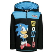 SEGA Sonic The Hedgehog Big Boys Fleece Hoodie Zip Up Pullover Sweatshirt Size 8 Black