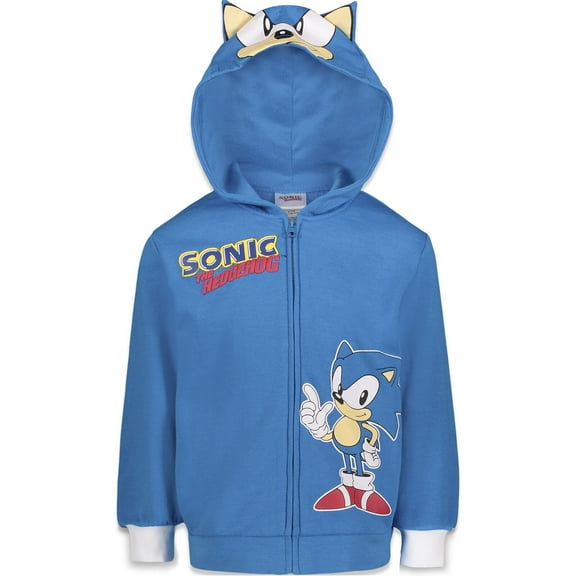 SEGA Sonic The Hedgehog Big Boys Fleece Zip Up Hoodie Toddler to Big Kid