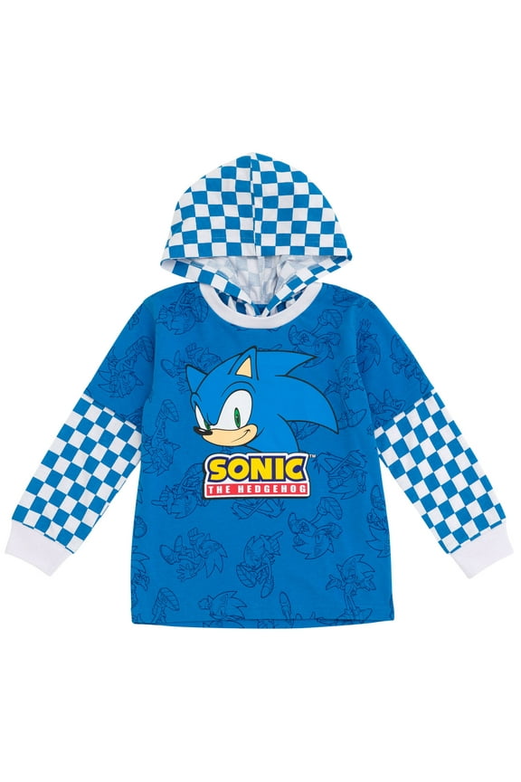 Sonic The Hedgehog Big Boys Hangdown Long Sleeve T-Shirt Blue 18-20