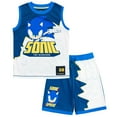 thumbnail image 1 of SEGA Sonic The Hedgehog Big Boys Mesh Athletic Tank Top Shorts Outfit Set White / Blue 14-16, 1 of 1