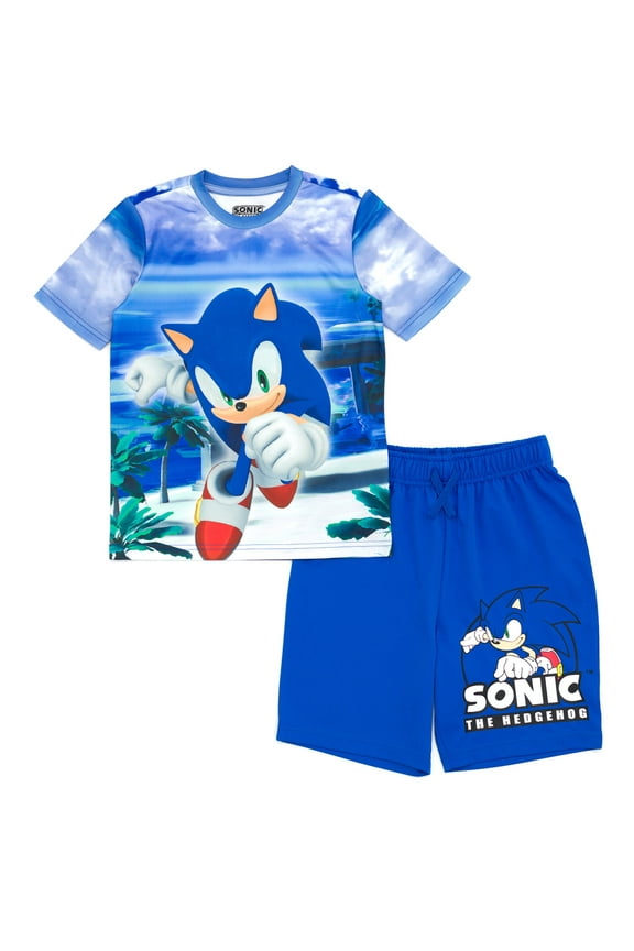 Sonic The Hedgehog Big Boys T-Shirt and Bike Shorts Outfit Set Little Kid to Big Kid