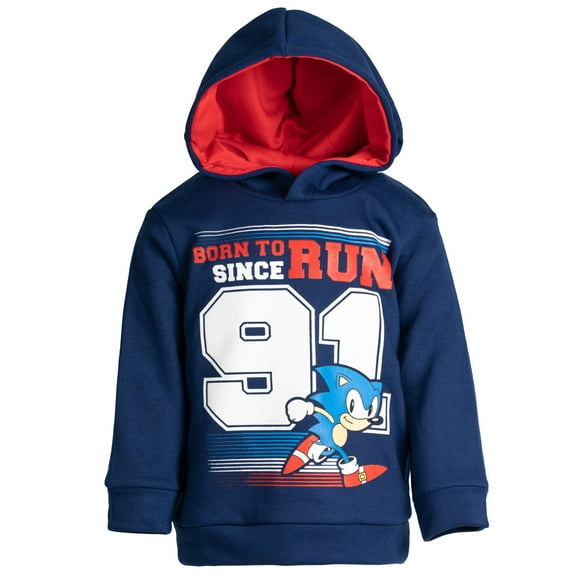 SEGA Sonic The Hedgehog Fleece Athletic Pullover Hoodie Toddler to Big Kid