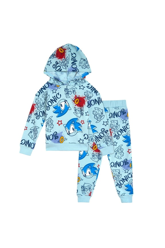 Sonic The Hedgehog Fleece Pullover Hoodie and Jogger Pants Outfit Set Graffiti Toddler to Big Kid