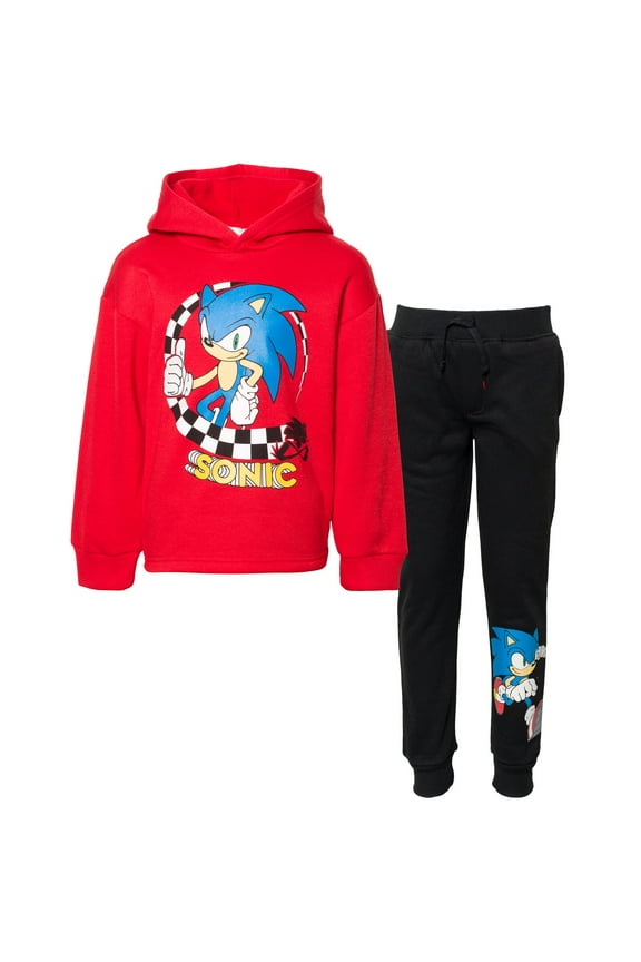 Sonic The Hedgehog Fleece Pullover Hoodie and Pants Outfit Set Little Kid to Big Kid