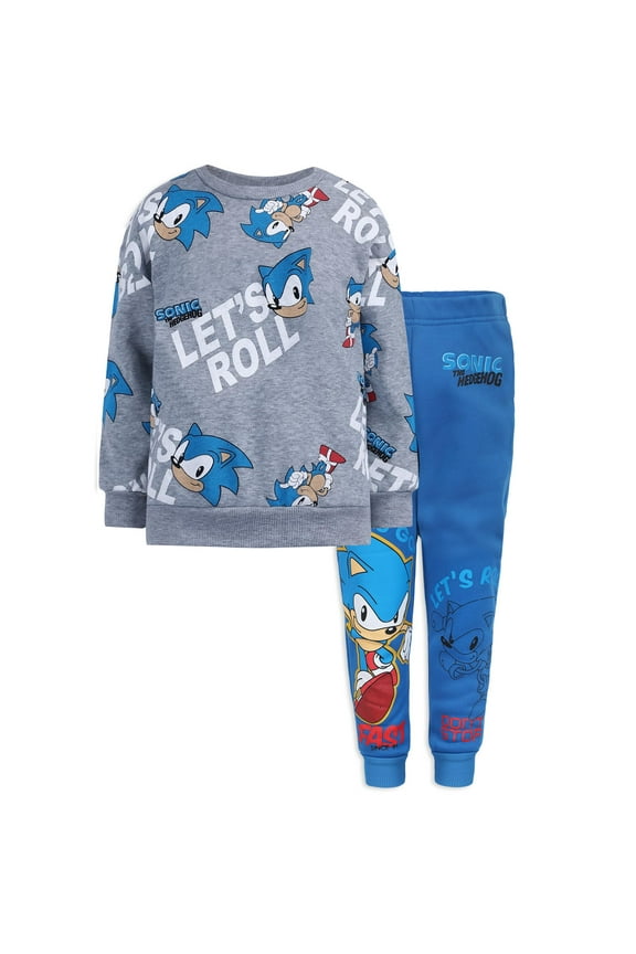 SEGA Sonic The Hedgehog Jogger Pants and Sweatshirt (Boys), 2 Piece Set, Sizes 2T-10