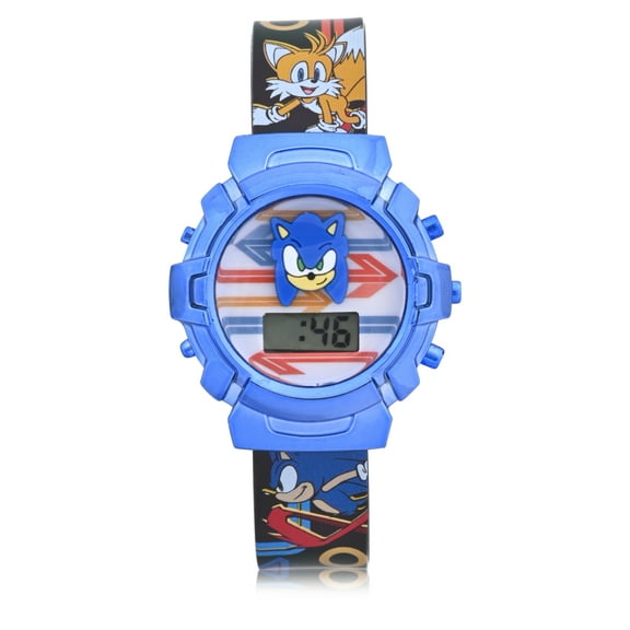 SEGA Sonic The Hedgehog Light-up Molded Dial LCD Watch with Silicone Strap (SNC4241MWM)