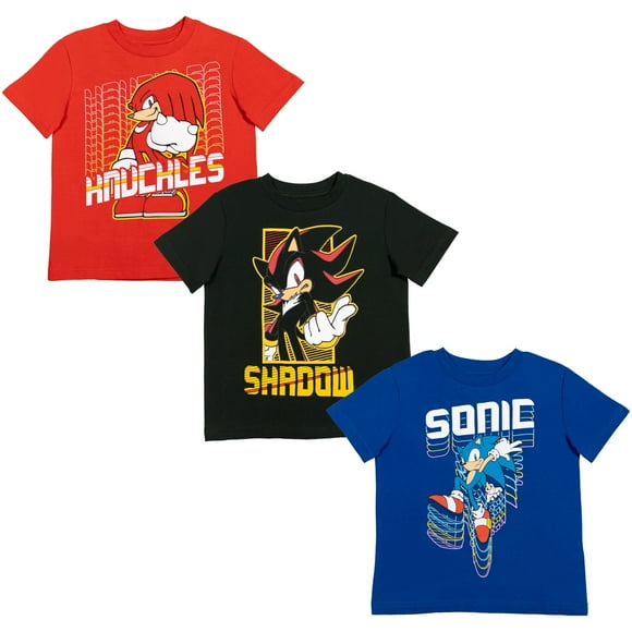 Sonic The Hedgehog Little Boys 3 Pack T-Shirts Toddler to Big Kid